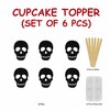 Black Skull Cupcake Topper | Halloween Party Decorations | Gothic