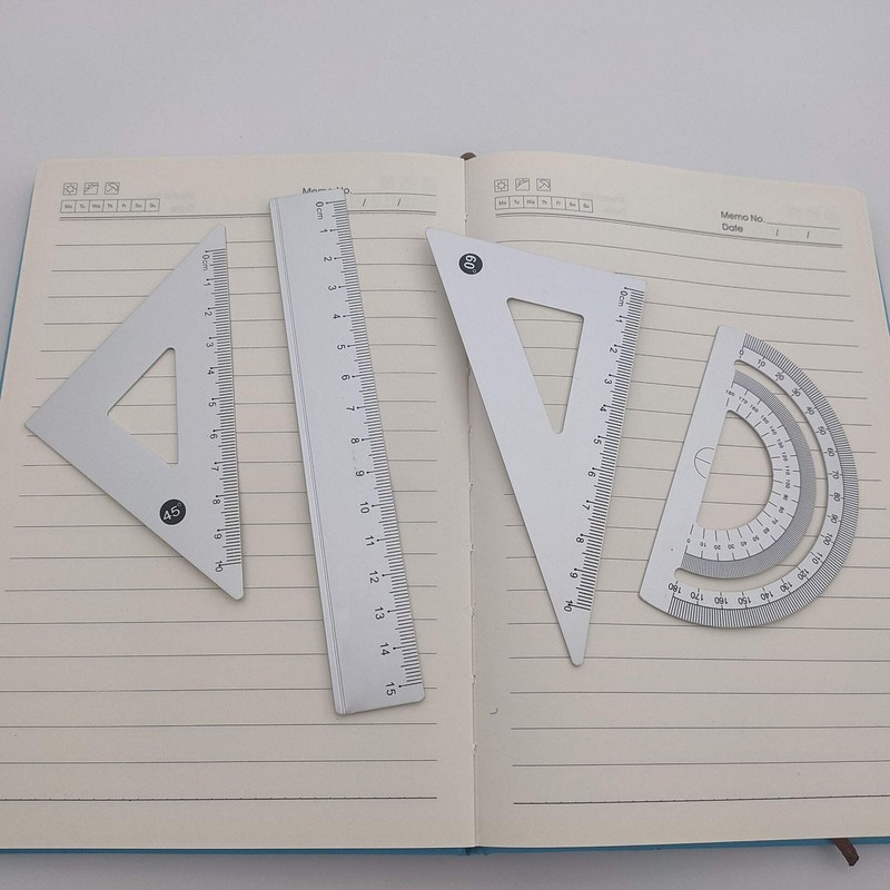 Accod Aluminum Alloy Ruler Set Math Ruler Geometry Tool Set