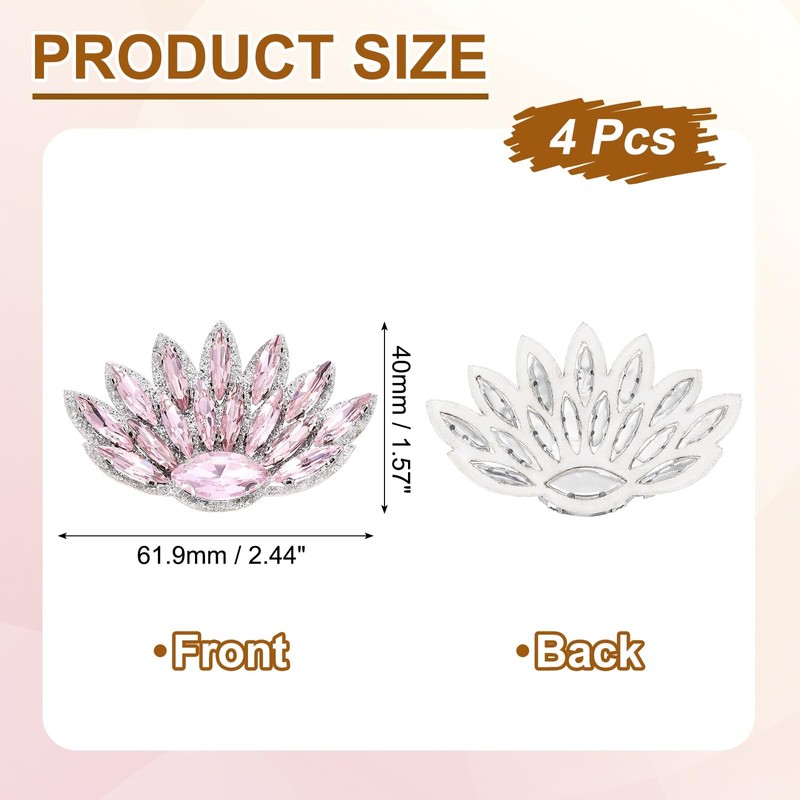 sourcing map 4Pcs Handmade Beaded Patches, Peacock Tail Glass Crystal
