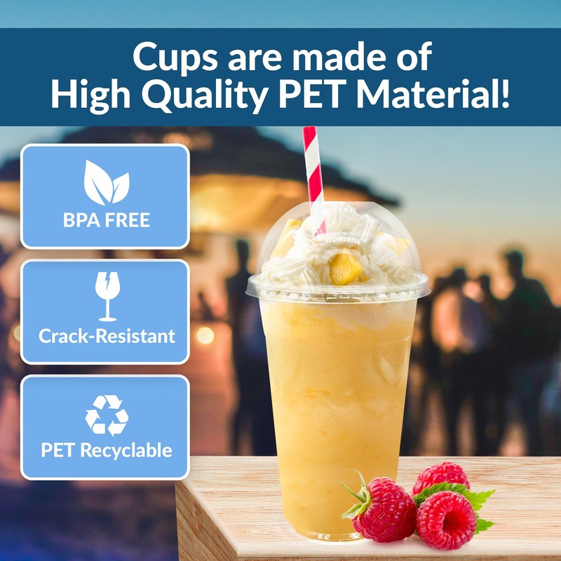 Reli. Plastic Cups with Lids, 20 oz (100 Set Bulk)