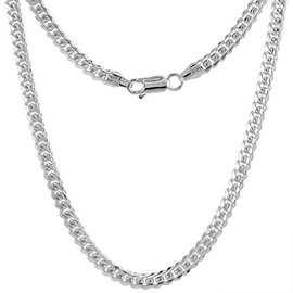 Sterling Silver 4mm Miami Cuban Link Chain Bracelet for Men Tight Link Domed Surface Nickel Free Italy 8 inch