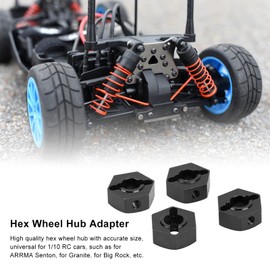 Alomejor 14 mm Wheel Hexagonal Hub Kit Wheel Hex Adapter Wheel Hex Holder Nuts Pins Cross Wrench for 1/10 RC Car (Black)