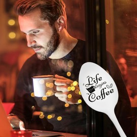 Coffee Spoon Gifts for Women Men Friends Christmas Birthday Gifts for Couple Coworker Family Gifts for Coffee Lovers Life Begins After Coffee Spoons Engraved