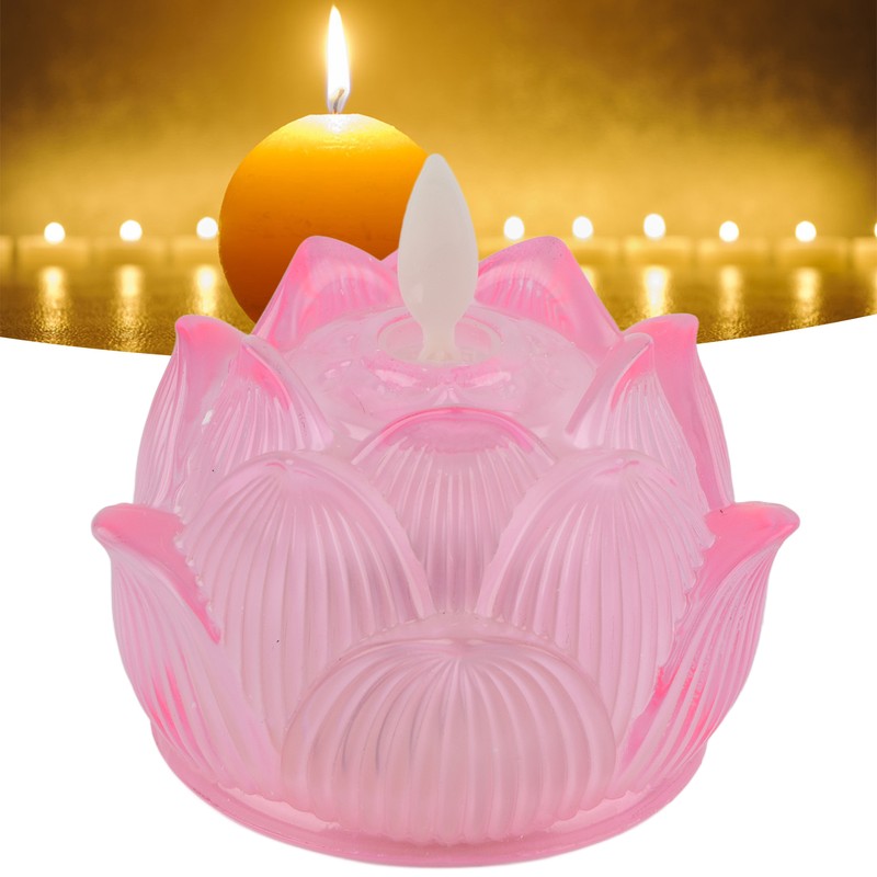 LED Flower Lamp Imitation Glass Yellow Light Electronic Candle Lotus