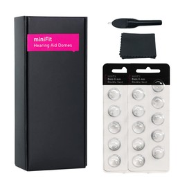 MiniFit bass Double Vent Domes for Oticon Hearing Aids, 6mm, 8mm, 10mm, 12mm Replacement Domes for Oticon Mini RITE Hearing Aids with Cleaning Brush Tools Kit (6mm)