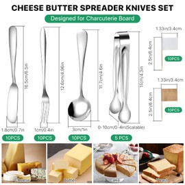 Elesunory 55 Pcs Cheese Butter Spreader Knives Set, Charcuterie Accessories, Stainless Steel Spreader Knives Charcuterie Boards Accessories, Charcuterie Utensils for Butter, Cheese, Jam