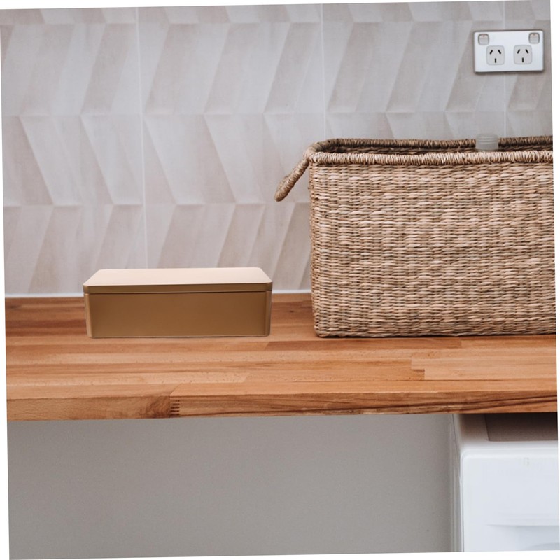 COLLBATH 2pcs Rectangular Tinplate Storage Boxes for Tea Bags and