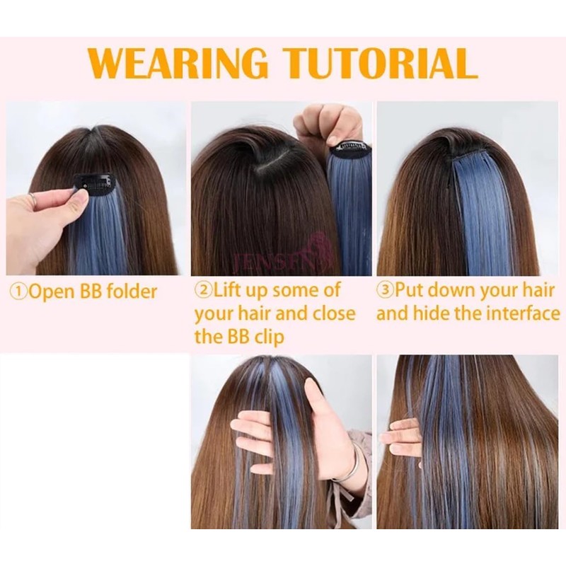2 x Clip-In Hair Extension Highlights Streaks, Colourful Hair Highlights