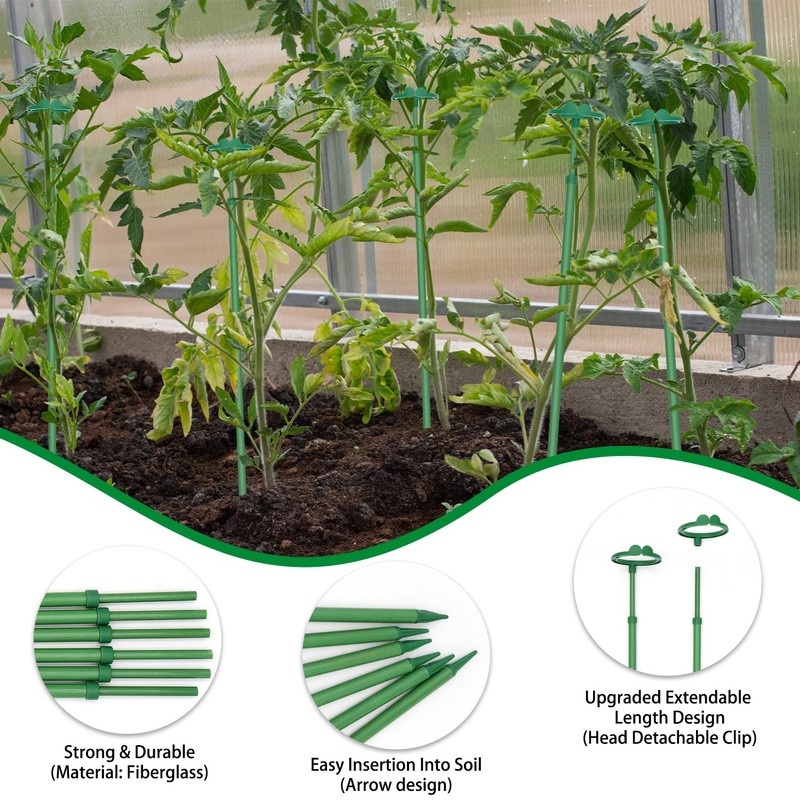Extendable Plant Stakes, Length Scalable from 17.5IN to 30.1IN Plant