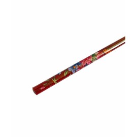 1pc Hair Stick Chopstick Wooden Flower Printed Bun Holder 18CM Long Hair Pins Womens Girls Hair Styling Accessories (Brown)