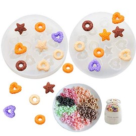 2 pcs Silicone Cereal Candle Bowl Molds Loop Star Heart Wax Rings Lucky Charms Candle Molds (Pack of 2)