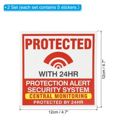 PATIKIL Protected with 24hr Sign, 10 Pack Home Business Security Alarm Warning Sign