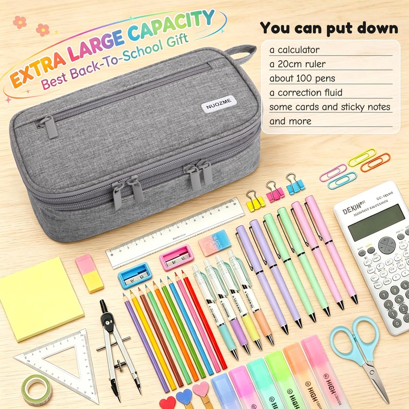 Double Layer Large Big Capacity Pencil Case Pouch Bag with