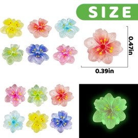 WOZADU 100 PCS Tiny Sakura for Crafts Luminous Mini Resin Sakura Dollhouse Miniatures Mini Flowers for Fairy Garden Micro Landscaping Decoration