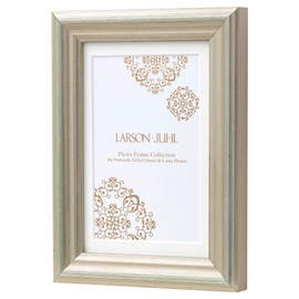 Larson Jules Folkestone Postcard Picture Frame (4x6 inch = 102x152mm inside dimension) with Large Insert Mat (74x120mm) Silver x Green