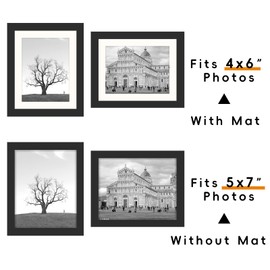 SNXJWA Black 5x7 Picture Frame with Mat for 4x6 Display, Desk Wall Photo Frame for Horizontal and Vertical, 1 Pack