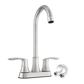 Phiestina Bar Sink Faucet 4 Inch Centerset Deck Mount,2 Hole Brushed Nickel Bar Faucets for Sink,Prep Sink Faucet, Commercial Utility Laundry Kitchen Sink Faucet,BARTY36-11H-BN