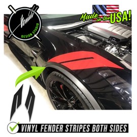 BENINI DESIGN STUDIO Side C Hockey Stick Racing Stripe Vinyl Decal Black Blackout Compatible with 2014-2019 Corvette C7 Z06 C7 2014 2015 2016 2017 2018 2019 (Red)