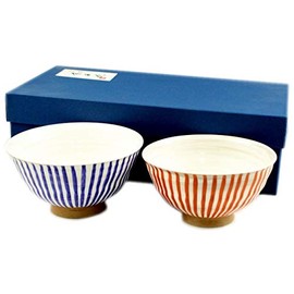 Arita Hasami Ware Kiho Kiln Kohiki Nishiki Tokusa Set Rice Bowl (Marito-wife Rice Bowl)