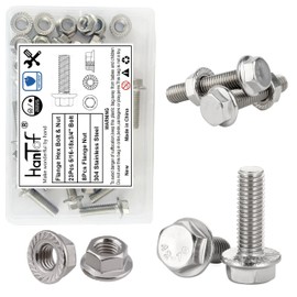 5/16-18 x 3/4" SAE Flanged Hex Head Bolts Nuts Kit, 23 Pcs Flange Screws and 8 Pcs Flange Nuts, External Hex Drive, 304 Stainless Steel 18-8, Fully Coarse Threaded, for Automotive, Pump, DIY Project