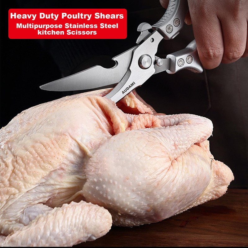 AUDAMI 2 Pack Kitchen Shears,Heavy Duty Stainless Steel All-Purpose Poultry