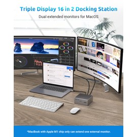 Docking Station, QIYO 16 in 2 USB C Docking Station Dual Monitor for MacBook Pro Air (Not for M1), Dual 4K HDMI, VGA, 6 USB, RJ45 and SD/TF Card Reader, Triple Display for MacOS with Thunderbolt 3
