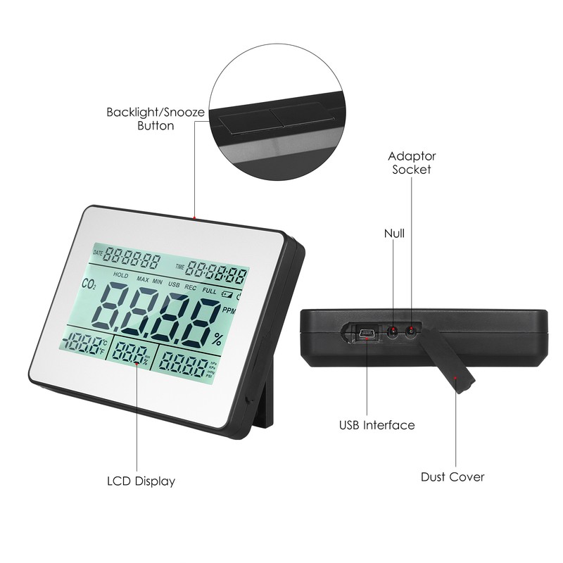 Carbon Dioxide Detector Air Quality Monitor Meter with Data Logging