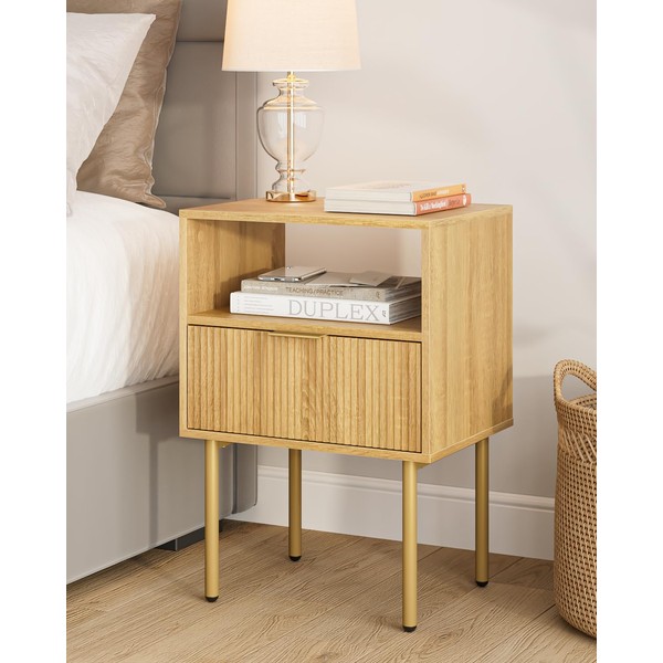 Masupu Night Stand,Mid-Century Modern Bedside Table with Storage Drawer and