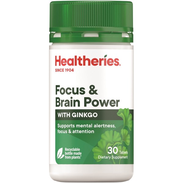 Healtheries Focus & Brain Power with Ginkgo Tablets 30