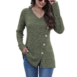 JomeDesign Womens Christmas Sweaters Long Sleeve V Neck Sweatshirt Loose Casual Tunic Tops