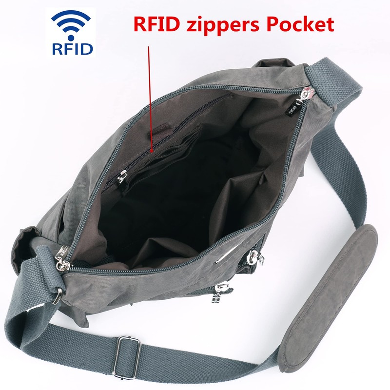 MHCNLL Anti Theft Crossbody Purse RFID Women Nylon Waterproof Lightweight