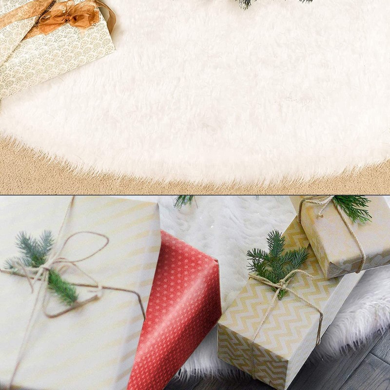 90 cm Snowy White Christmas Tree Blanket Plush Faux Fur