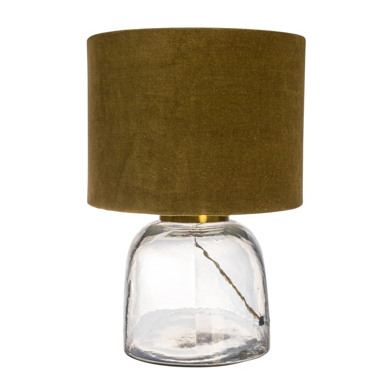 Creative Co-Op Modern Table Lamp with Glass Base and Velvet