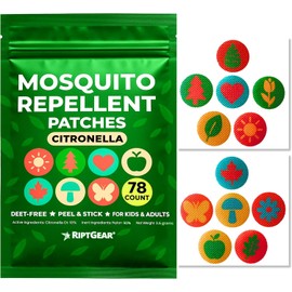 RiptGear Mosquito Patches - 78 Pack of Bug Stickers for Kids and Adults, Natural Citronella Patch Sticks to Any Surface - DEET Free Mosquito Stickers
