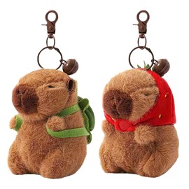 CAVIGLTE Capibara Peluche, Llaveros Peluche Capibara, Miniso Peluche De Capibara Llavero, Peluches Bonitos Llavero Capibara, Capibara Llaveros De Peluche, Adornos para Mochila (2 Piezas)