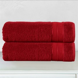Elegant Comfort Three Line Popcorn Towel Set for Bathroom 27 x 54 inches, Premium Hotel Quality 2-Pack Bath Towels, 100% Turkish Cotton, Soft and Durable, Quick Dry and Highly Absorbent, Burgundy