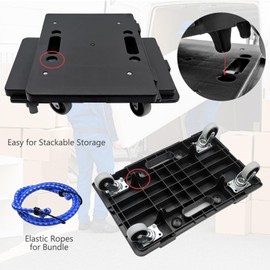 Furniture Dolly, Portable Furniture Movers with 4 Wheels Heavy Duty Flat Dolly for Moving Furnitures 440lbs Capacity Interlocking Design Dolly Cart (1, Black)