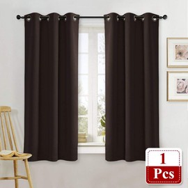 NICETOWN Thermal Insulated Blackout Curtain and Drapery Triple Weave Soundproof Solid Ring Top Window Drape for Bedroom (Sold Individually, 42 inches by 63 inch, Toffee Brown)