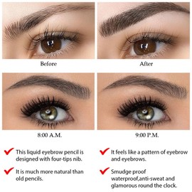 Eyebrow Ink Pencil by Brow Stylist -Micro 4 Point Brow Pen Lift & Snatch Eyebrow Pen Kits with 3 Eyebrow Stencil Long-Lasting Waterproof Natural Eyebrow Hair (1Pc 03# dark grey)