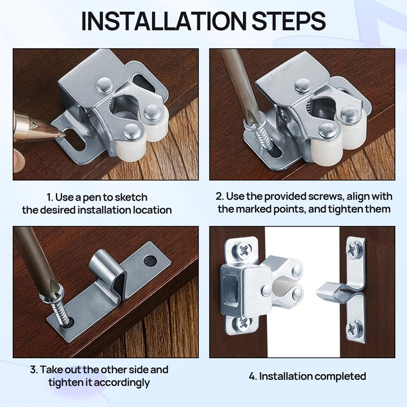 Girihe 8 PCS Cupboard Catch, Roller Catchh with Screw Cupboard