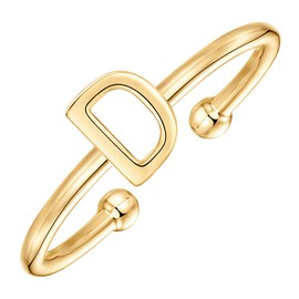 PAVOI 14K Yellow Gold Plated Initial Adjustable Ring | Womens Initial Ring | Fasion Ring Women | D Initial Ring