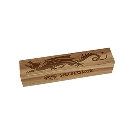 European Style Heraldic Winged Dragon Wyvern Silhouette Rectangle Rubber Stamp for Stamping Crafting - 2.50in Small