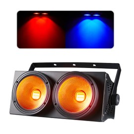 COB Par Lights for Stage 2-Eyes LED Blinder Fresnel Flash Strobe Wash DJ Lights DMX Sound Activated 2x100W RGBWAuv 6-in-1 Audience Lighting for Church Party Disco