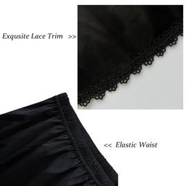 Brinkina Women's Short Lace Half Slips Adjustable Waist Black Liner for Above Knee Dresses(4XL, 102Black)