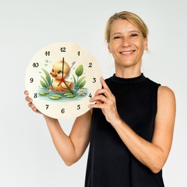 Duck Wall Clock Cute Wall Clock with Cute Duck Floating in Water - Perfect for Bathroom or Children's Room Birds by the Lake