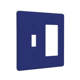 Matte Navy Blue 2 Gang Combination 1-Toggle 1-Decorator/Gfci Device Wall Plates Light Aquamarine Ocean Marine Indigo Blue One Rocker with Toggle Combo Light Switch Plates and Socket Outlet Covers