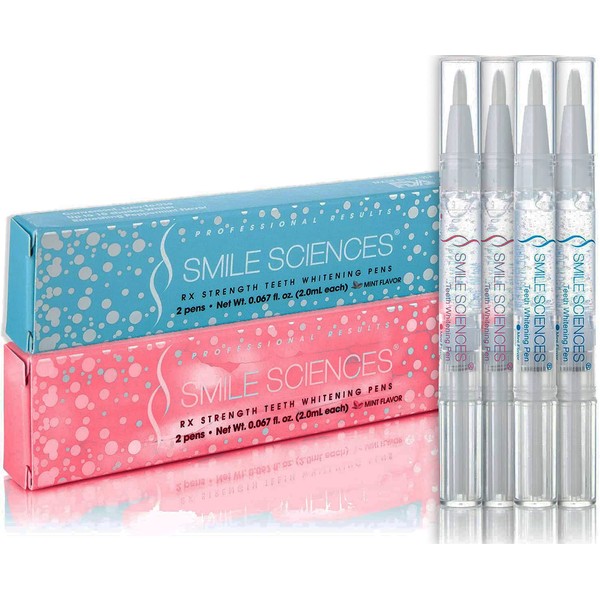 Smile Sciences - Premium Teeth Whitening Pens, Teeth Whiter and Brighter Pen Contains Carbamide Peroxide and Hydrogen Peroxide, No Sensitivity,Travel-Friendly, Easy to Use (Peppermint and Bubble Gum)