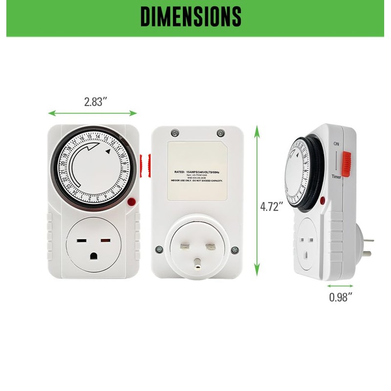 Generic 240V Mechanical Timer with Dual Outlet for Aquarium, Grow