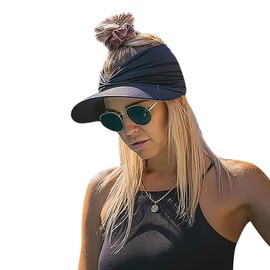 Sun Visor Hat for Women Wide Brim Summer UV Protection Beach Hat Elastic Ladies Empty Top Baseball Cap Golf Visor Cap Topless Sunhat for Hiking Golf Cycling Fishing Tennis Running Camping Travel