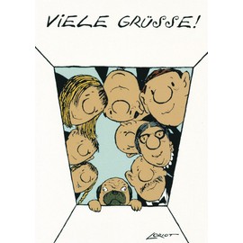 Inkognito Postcards, occasion: "everything", motif: greetings "Many greetings", artist: Loriot (Vicco von Bülow), item number: 15183, by Berliner Verlag